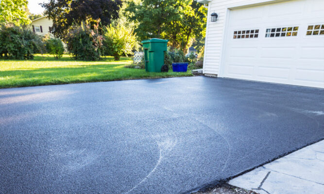 Driveway with new asphalt