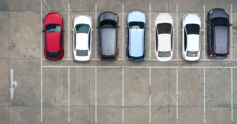 Aerial view of parking lot