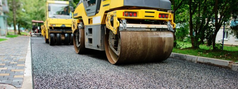 Heavy equipment on asphalt